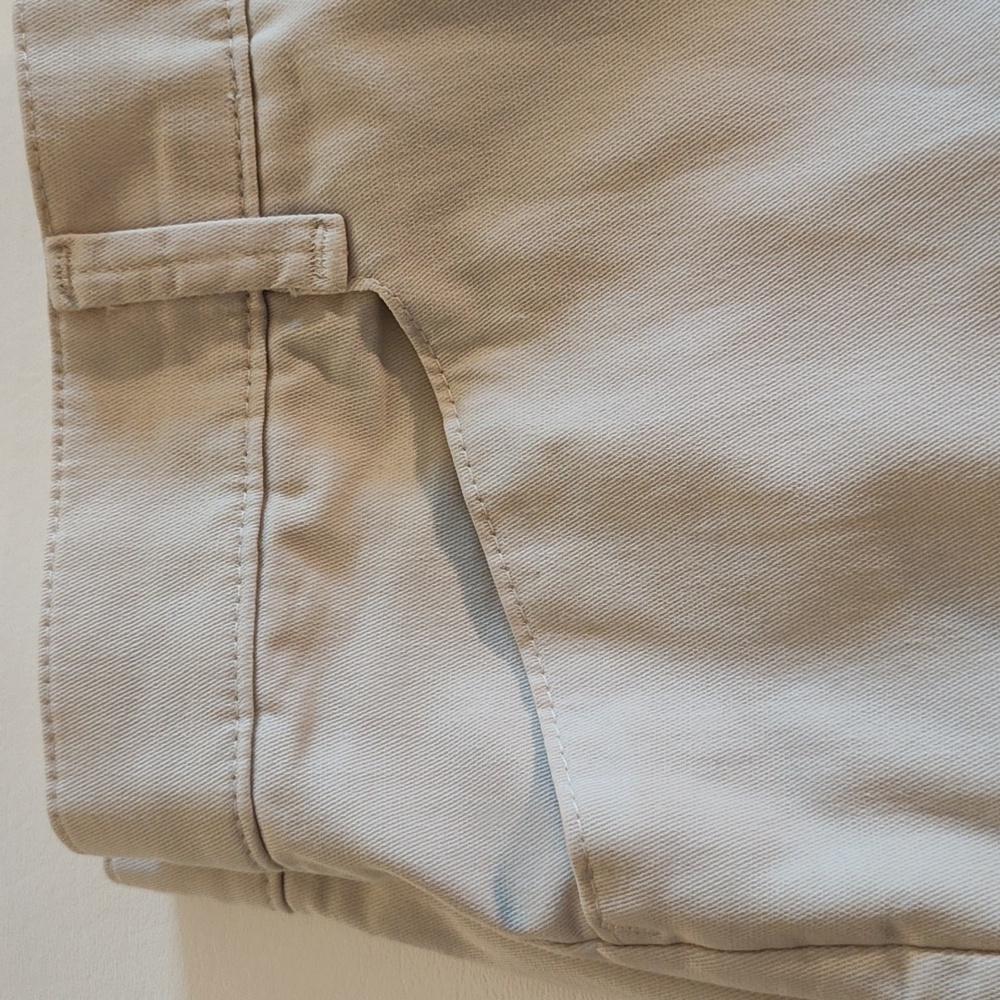 Lee Khaki Crop Pants Size 16 P Straight Leg Flat Front Casual Office Classic - Picture 10 of 13
